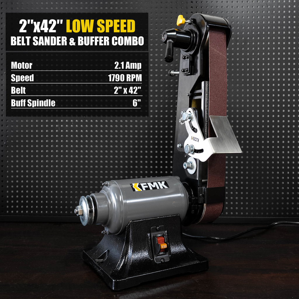 KFMK 2” x 42” Low Speed Belt Sander& Buffer Polisher Combo with KSAG-2