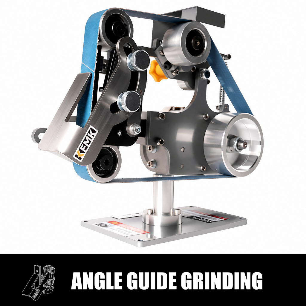 1x30 Variable Speed Belt Sander with KSAG-5 & Forward/Reverse | Precision Bevel Control, Horizontal Grinding Setup, Contact Wheel Versatility