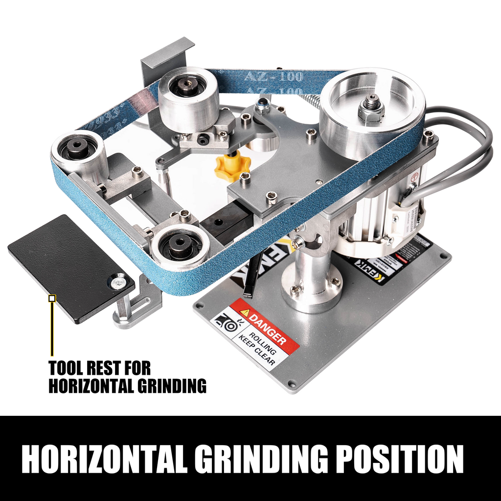 1x30 Variable Speed Belt Sander with KSAG-5 & Forward/Reverse | Precision Bevel Control, Horizontal Grinding Setup, Contact Wheel Versatility