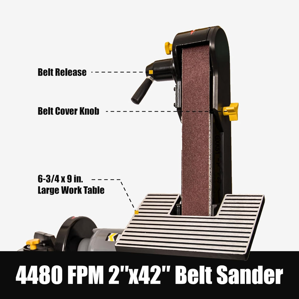 2x42 in. Belt Sander & 6" Disc Sander Combo, 3.5Amp Bench & 1/2HP Belt Sander