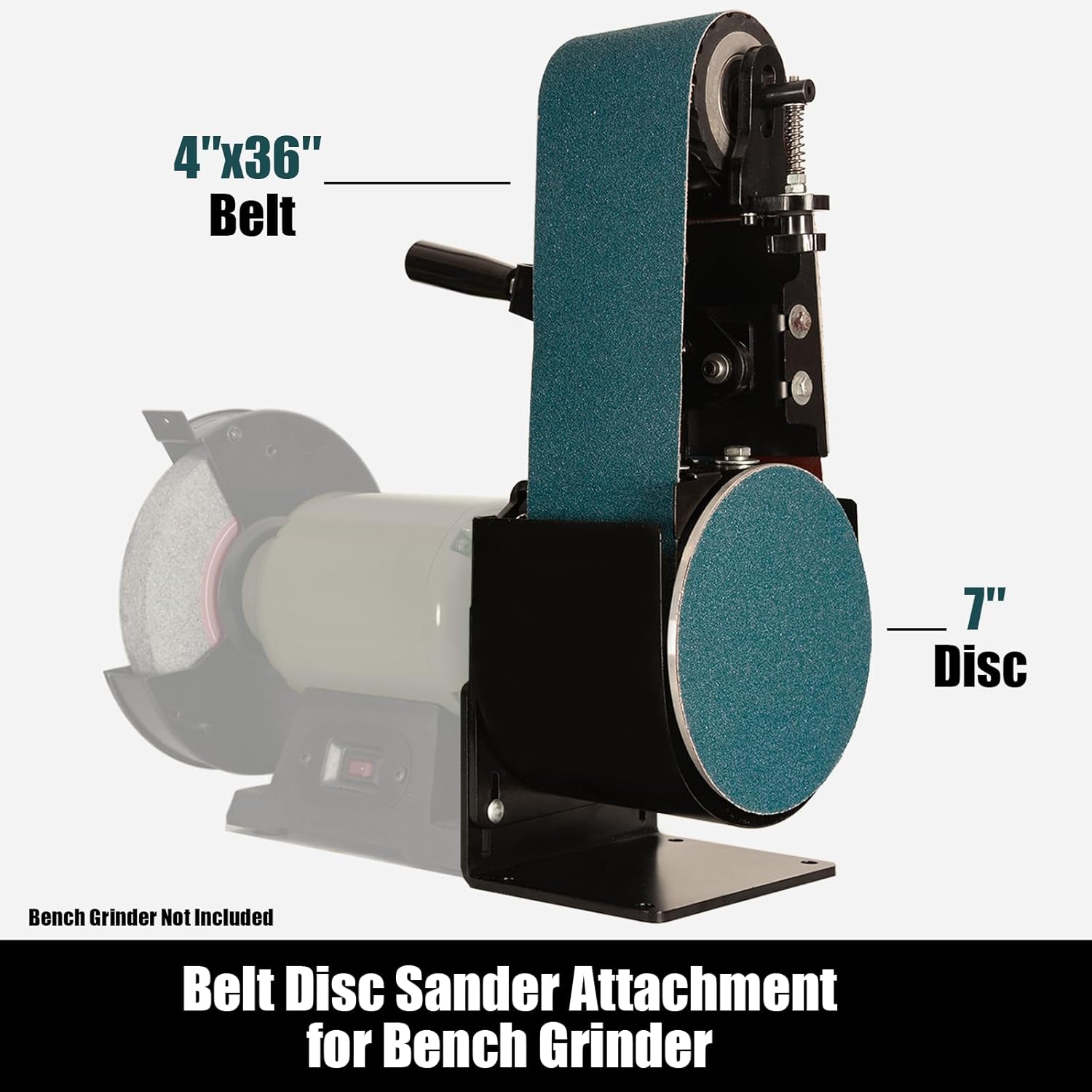 4"x 36" Belt Sander Attachment for Bench Grinder, 4x36-inch Belt and 7-inch Disc for 8"/10" inch Bench Grinder, BD3647