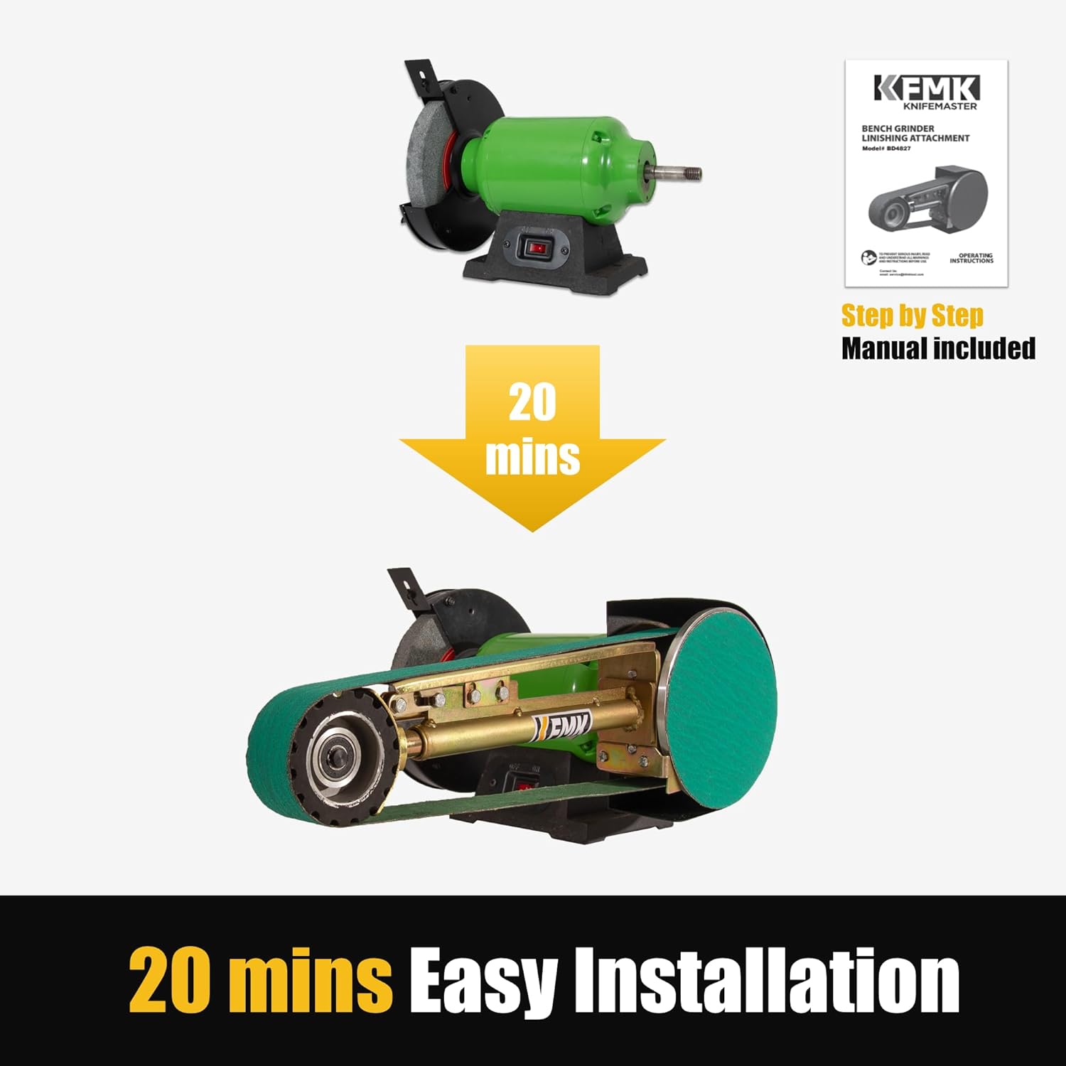 2"x48" Belt Grinder Attachment for Bench Grinders, 2x48 Inch Belt and 7 Inch Disc Sander Attachment for Bench Grinders with 5/8" Arbor