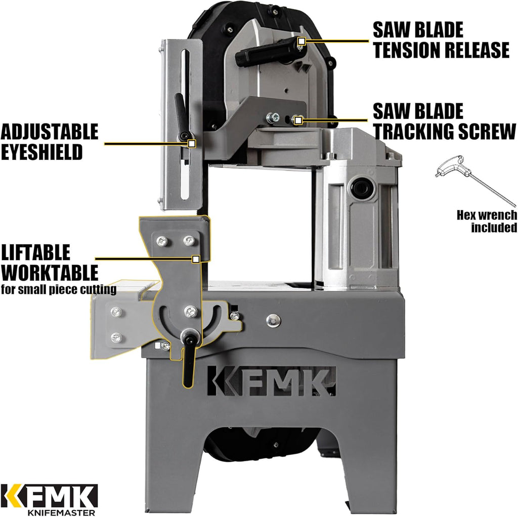 10A Variable Speed Metal Band Saw with Large Workbench, 5" Cutting Capacity, Adjustable Speed 137-472 FPM
