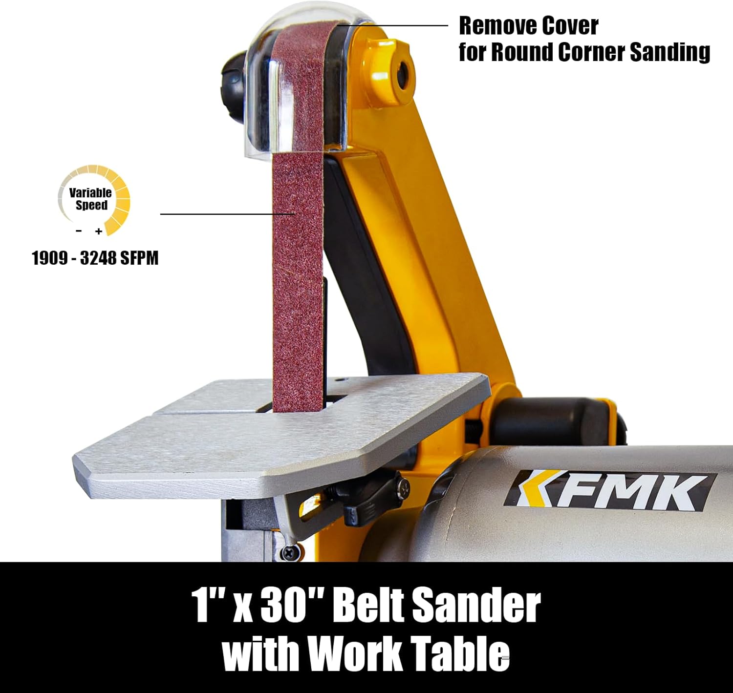 Variable Speed 1" x 30" Belt & 6" Disc Sander Combo, 3/4 HP Direct-Drive Motor, 2000–3400 RPM Disc / 1909–3248 SFPM Belt