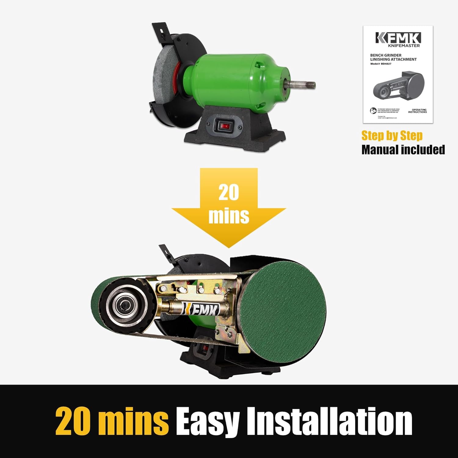 2“x 36" Belt Sander Attachment for Bench Grinder, 2x36-inch Belt and 7-inch Disc