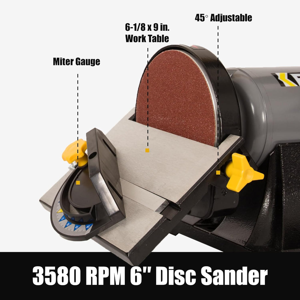 2x42 in. Belt Sander & 6" Disc Sander Combo, 3.5Amp Bench & 1/2HP Belt Sander