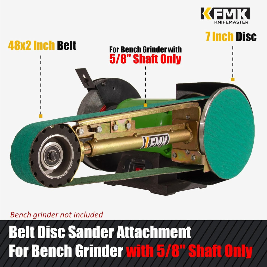 2"x48" Belt Grinder Attachment for Bench Grinders, 2x48 Inch Belt and 7 Inch Disc Sander Attachment for Bench Grinders with 5/8" Arbor
