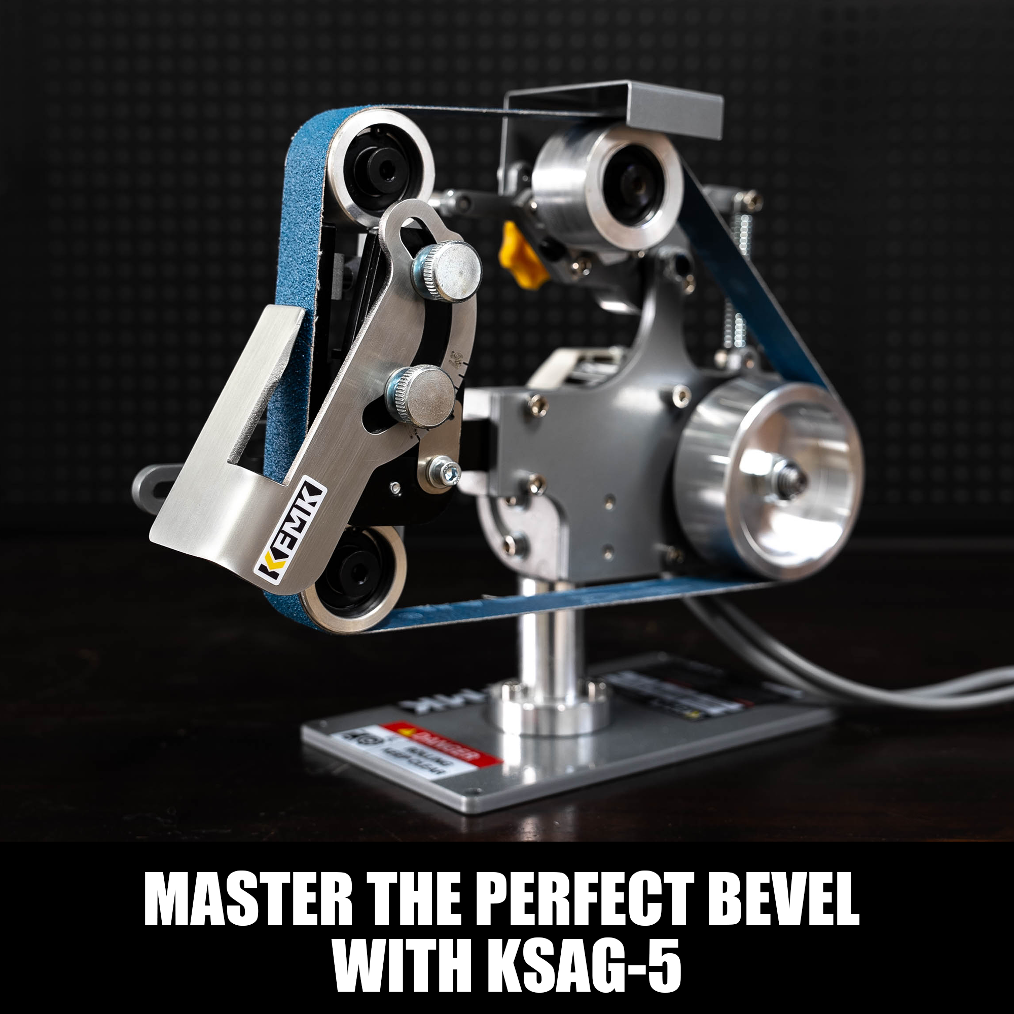 1x30 Variable Speed Belt Sander with KSAG-5 & Forward/Reverse | Precision Bevel Control, Horizontal Grinding Setup, Contact Wheel Versatility
